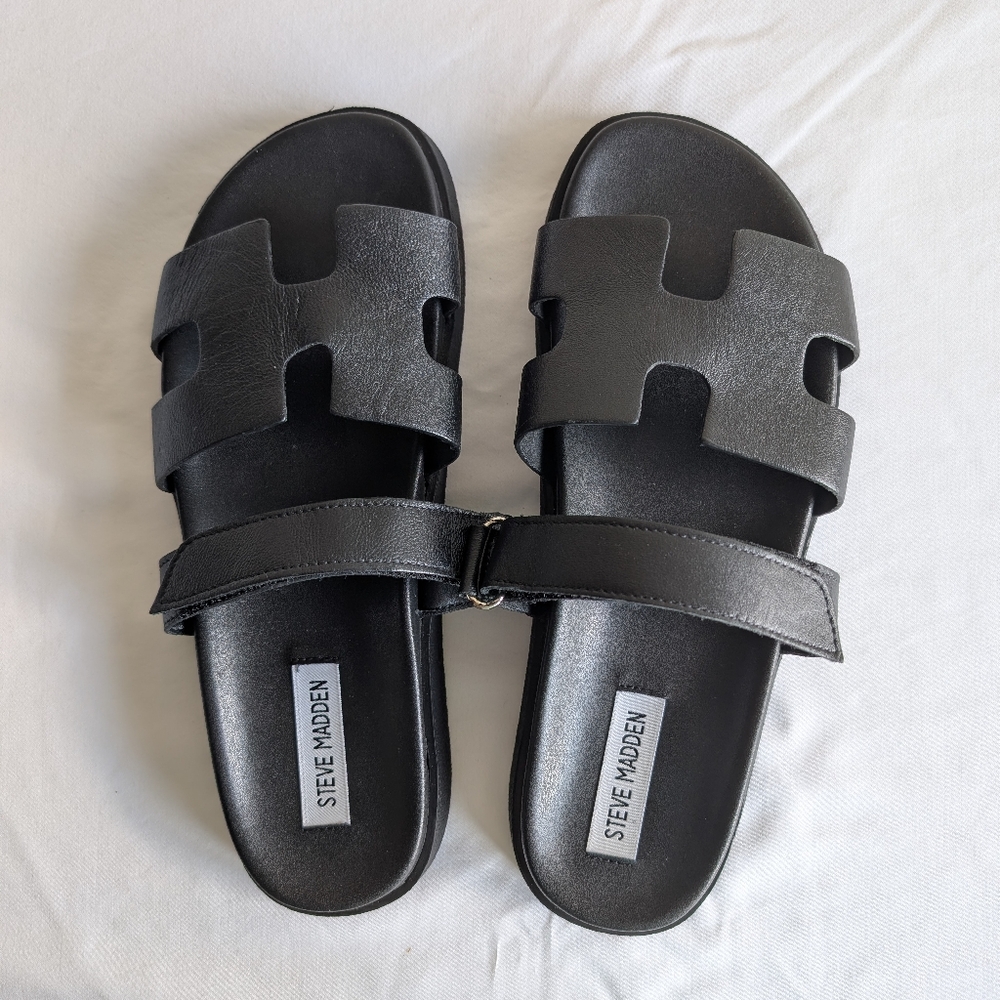 Steve Madden Black Slide Sandals